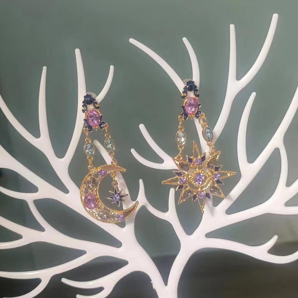 2 шт. Женские модные серьги в виде звезды и луны, циркониевые аксессуары, подходят для свидания, вечеринки, фестиваля, подарки
