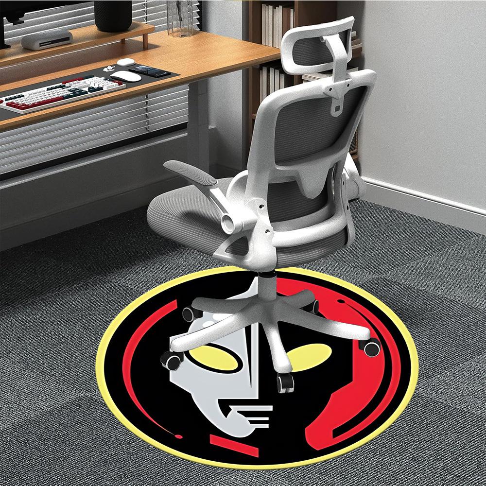 1pc Ultraman Chair Carpet for Office Non Slip, Machine Washable Rug for Office, Room Holiday Decor for Christmas, Birthday Polyester