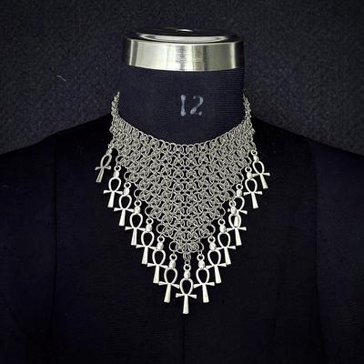 Medieval Chainmail Cross Collar Necklace for Women Cosplay LARP Gothic Costume Accessory