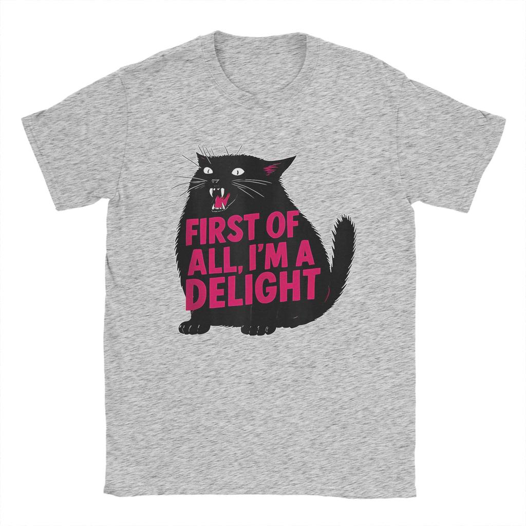 Confident Black Cat TShirt for Women Funny Im A Delight Slogan Tee Fierce Animal Graphic Print Short Sleeve Cotton Casual St