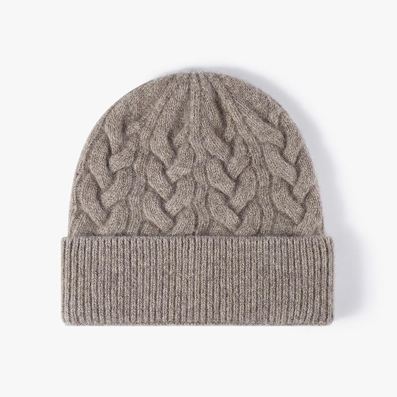 High Quality Winter Thick Custom Logo Earflap Beanie Color Wool Knitted Hat Warm Beanie Pullover Hat