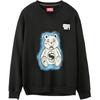 Sprayground Свитшот унисекс с принтом акулы, мультяшный аниме, с круглым вырезом, свободного кроя, с пониженной линией плеча, с длинным рукавом, Черный W0810902