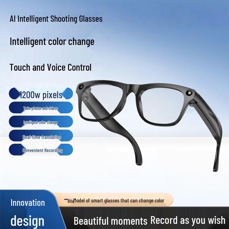 AI Smart Glasses: Voice-Controlled, Color Changing, Translation, Photo & Video Capable