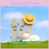Fence Cat Resin And Hat With Moss Grass Decor For Photo Shoots Gift Giving