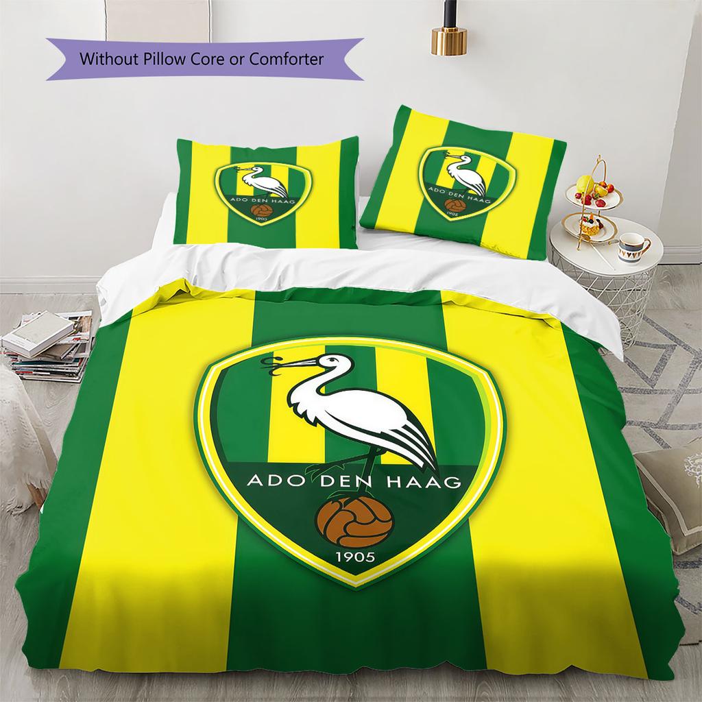 ADO Den Haag Pattern Bedding,Quilt Set Quilt Cover Pillowcase Home Birthday Gift(1 * duvet cover + 2 * pillowcase, without core)