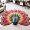 3D Peacock Pattern Plush Rug Non-Slip Backing Easy To Clean Various
