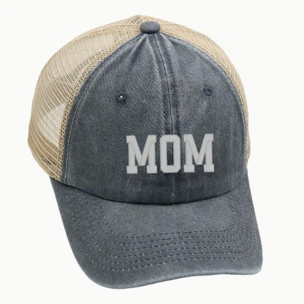 Visors DAD MOM Baseball Hats Mesh Net Sunscreen Hats Washed Distressed Faded Cap for Man Women