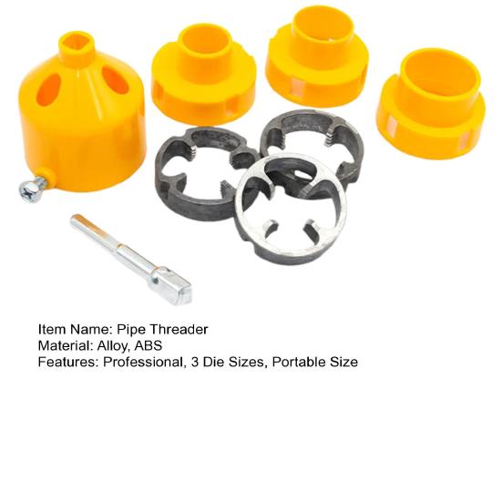 7/8Pcs/Set Electric Drill Pipe Threader Kit with 3 Die Sizes Professional Power
