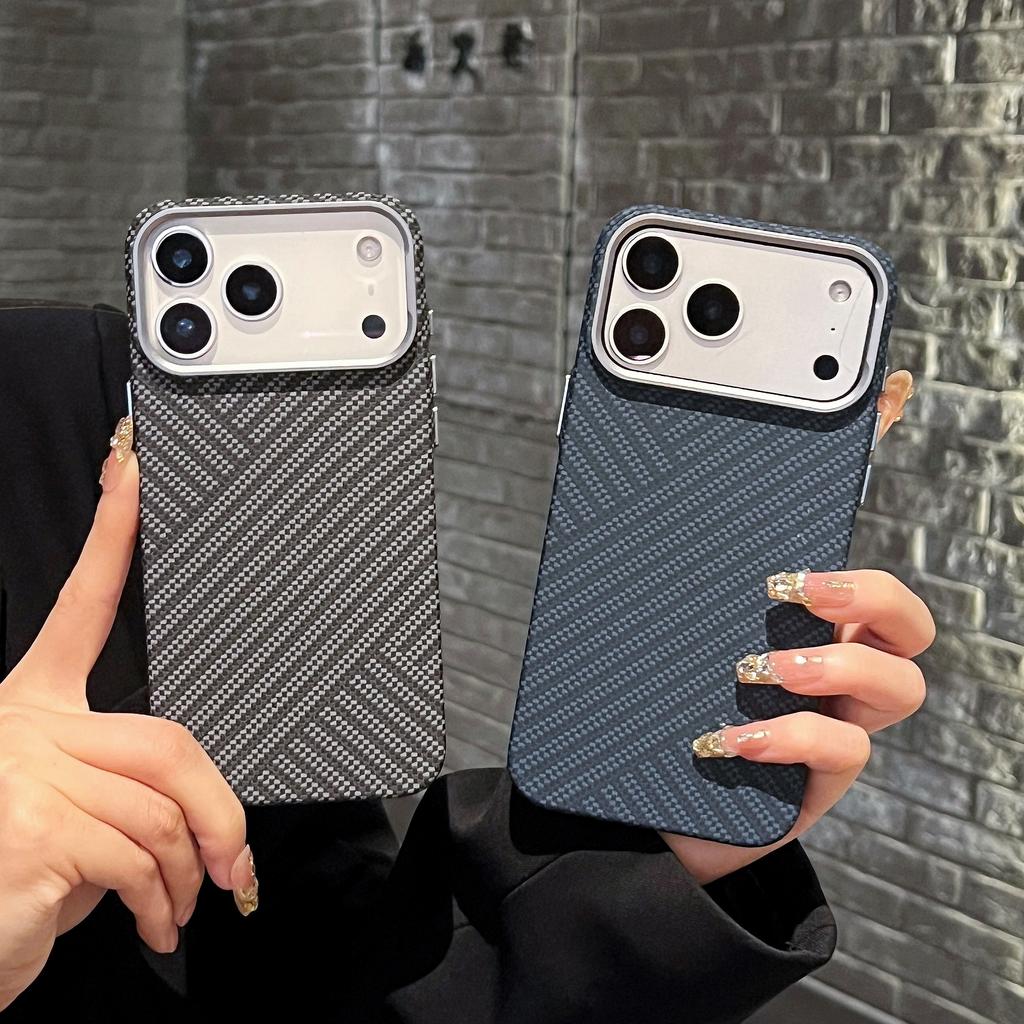 Магнитный чехол из арамидного волокна Kevlar для iPhone 17 Pro Max / 17 Pro, чехол для телефона Shadow Carbon Fiber с поддержкой беспроводной зарядки