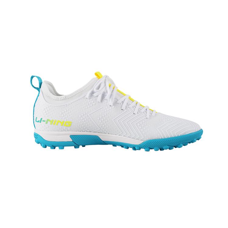 Li Ning TF Turf Амортизирующие Скользкие Устойчивые к Истиранию Футбольные Бутсы Мужские Бело-Синие YSTU013-1