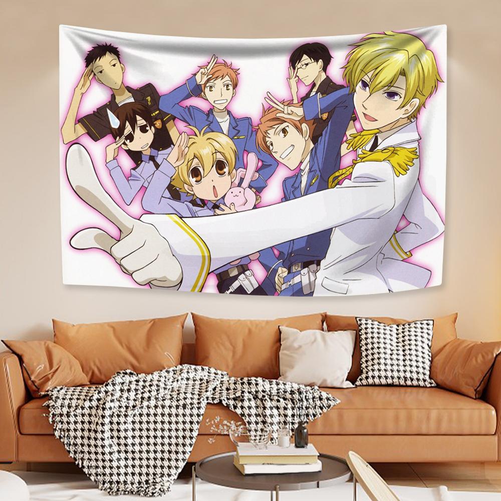 Классический аниме-гобелен Ouran High School Host Clubs Kawaii Home Decor Wall Hanging Спальня Общежитие Фон Ткань Подарок на день рождения