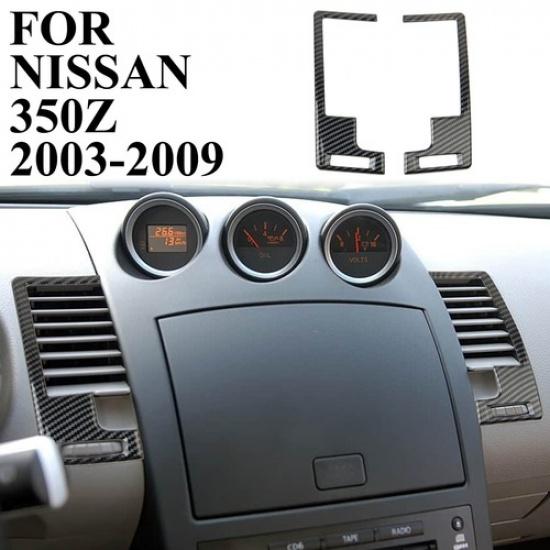 Carbon Fiber Style Central Control Air Vent Outlet Trim Cover For Nissan 350Z