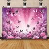 Whimsical Butterfly Backdrop, Dreamy Pink and Purple Scene with Butterflies, Flowers and Sparkles, Magical and Enchanting Party Wall Art
