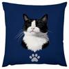 Realistic Black  White Cat Pillow  Cushion Cover pc  HD Portrait with Green Eyes Modern Decor for Sofa or Bedroom