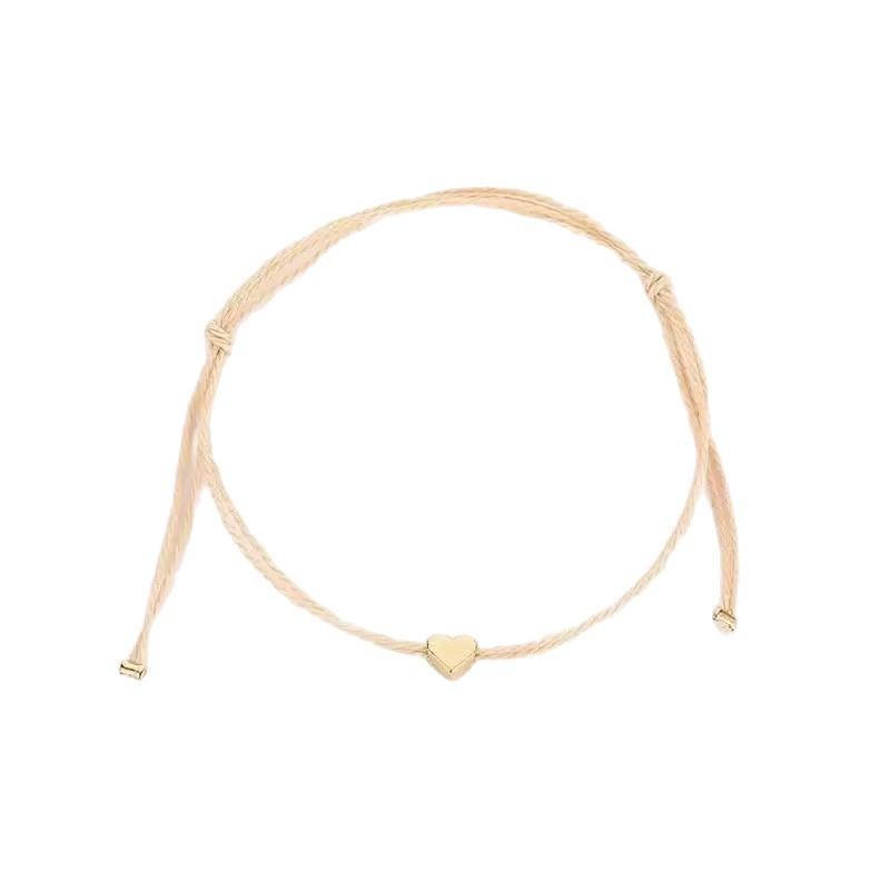 Simple Heart - Shaped Chain Bracelet , Cute Minimalist Japanese Style Love Design Daily Wear Alloy Jewelry