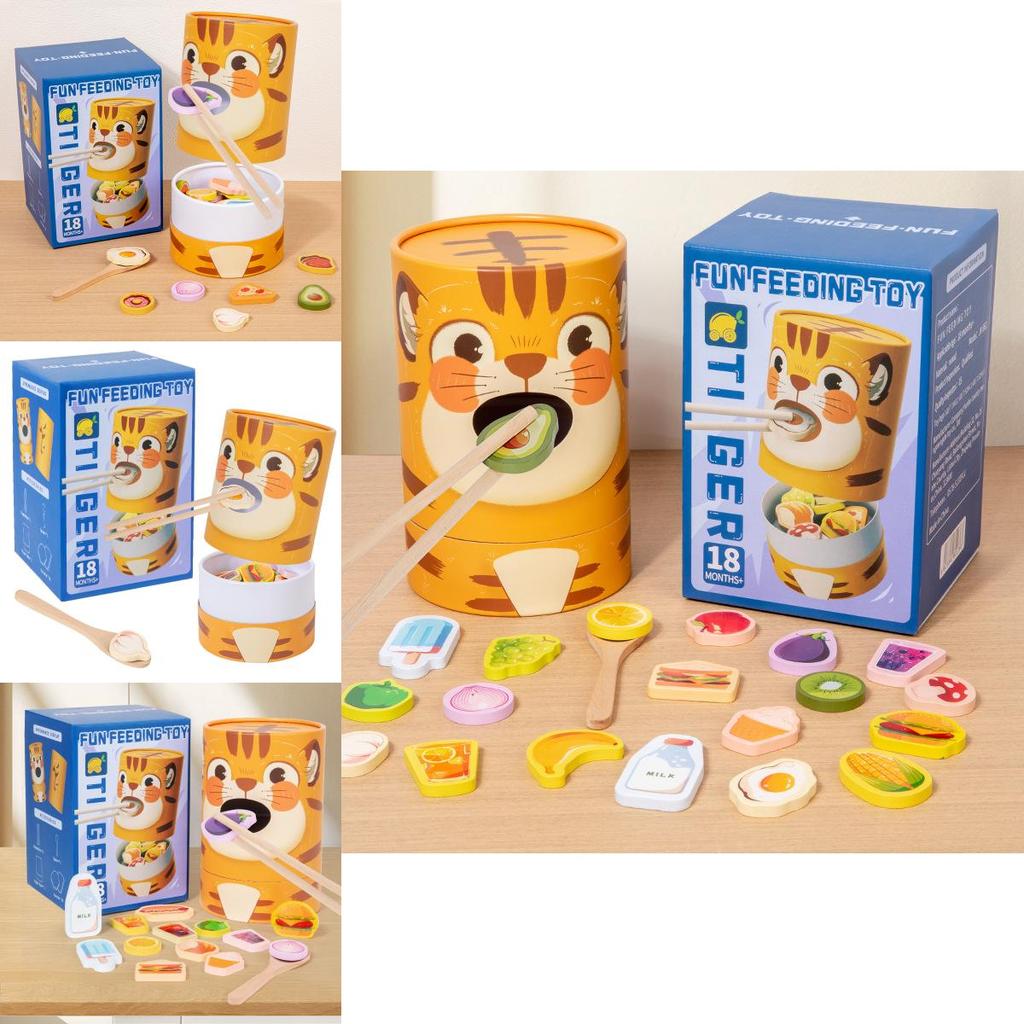 Деревянная игра для кормления для детей с когнитивным развитием и практикой мелкой моторики для дошкольного обучения