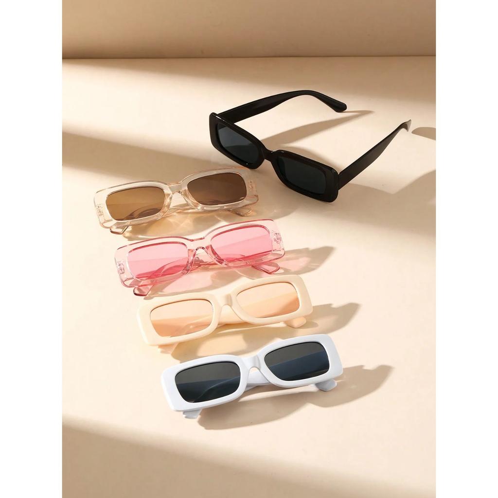 2/5 шт. S Пластиковые модные прямоугольные солнцезащитные очки для женщин и мужчин на каждый день, аксессуары для отпуска и пляжной вечеринки.