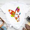 Colorful Butterfly Petal Print Women T-shirt Fashion Short Sleeve oNeck T Shirt Female Cute Cartoon Clothing