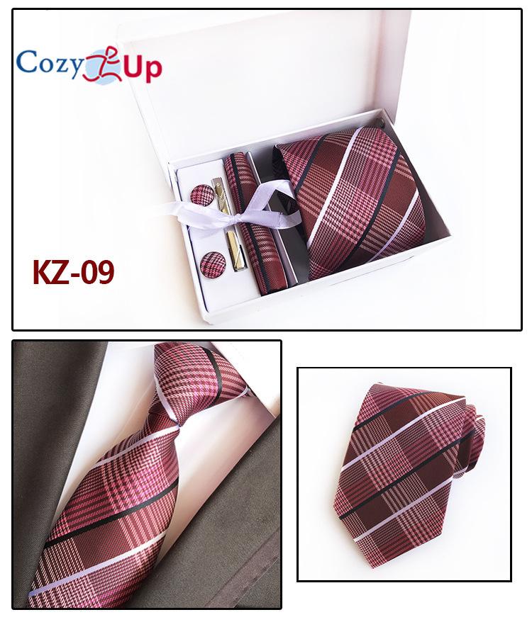 Cozy Up Набор галстуков для мужчин с нагрудной квадратной запонкой и зажимом для галстука, носовым платком в подарочной упаковке для свадьбы и бизнеса