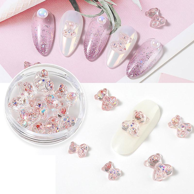 Конфеты с медведем для ногтей, силиконовое желе, резьба, трехмерный медведь, готовый цвет, аксессуары для маникюра с медведем