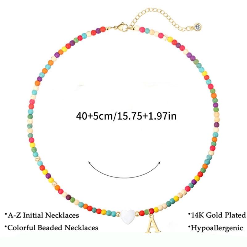 Ожерелье с буквой в пляжном стиле ручной работы для женщин, нежные чокеры с бирюзовыми бусинами, ювелирные изделия с акцентами из ракушек