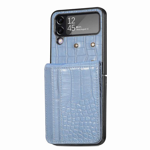 Деловой чехол из крокодиловой кожи с полной защитой для Samsung Galaxy Z Flip4 Flip 4 Zflip4 5g, чехол для мобильного телефона с карманом для карт