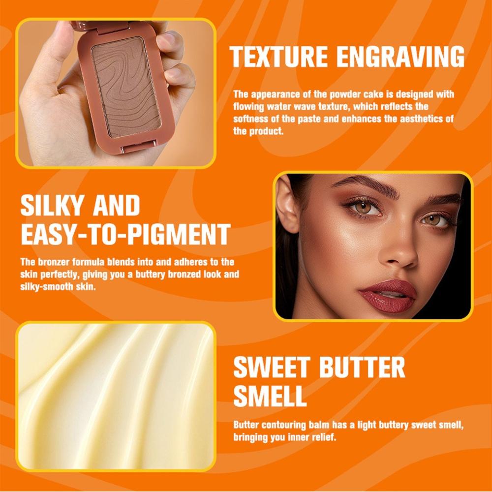 Lakerain Набор из 4 шт. Пудра-бронзер Butter Bronzer - Гладкая матовая пудра для контуринга и бронзирования лица, Теневая пудра для естественной линии роста волос и Компактное средство для скульптурирования