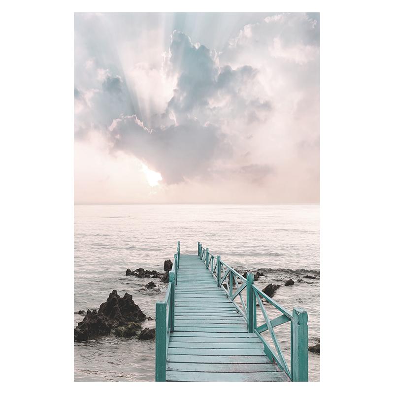 Bridge Leaves Turtle Seagull Wall Art Print Painting Beach Sea Ocean Canvas Poster Vibrant Summer Picture Nordic Home Decoration