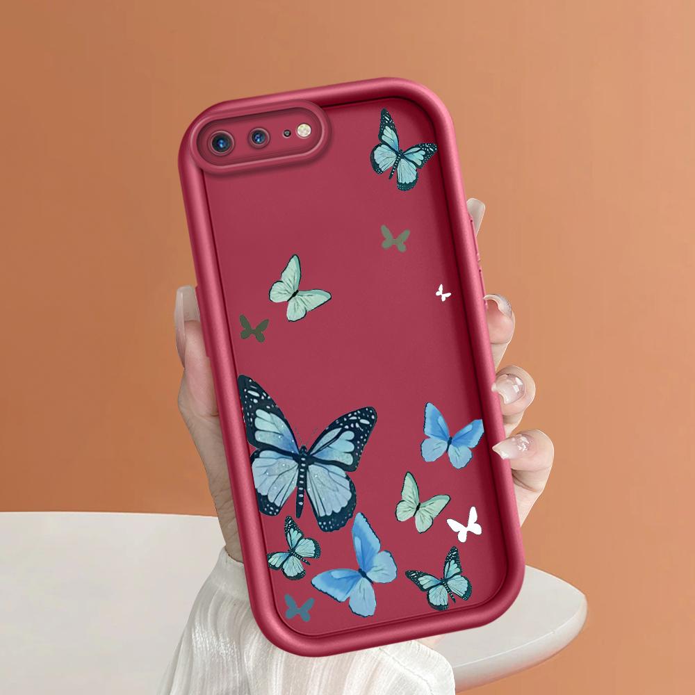 Модный синий чехол-бабочка для iPhone Samsung Galaxy Xiaomi Redmi POCO HUAWEI Honor противоударный резиновый мягкий гибкий чехол