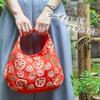 Женская круглая сумка-тоут Styleneo, 30x20 см, Сумка, Сумка в японском стиле, Мини-тоут (Корень лотоса апельсин)