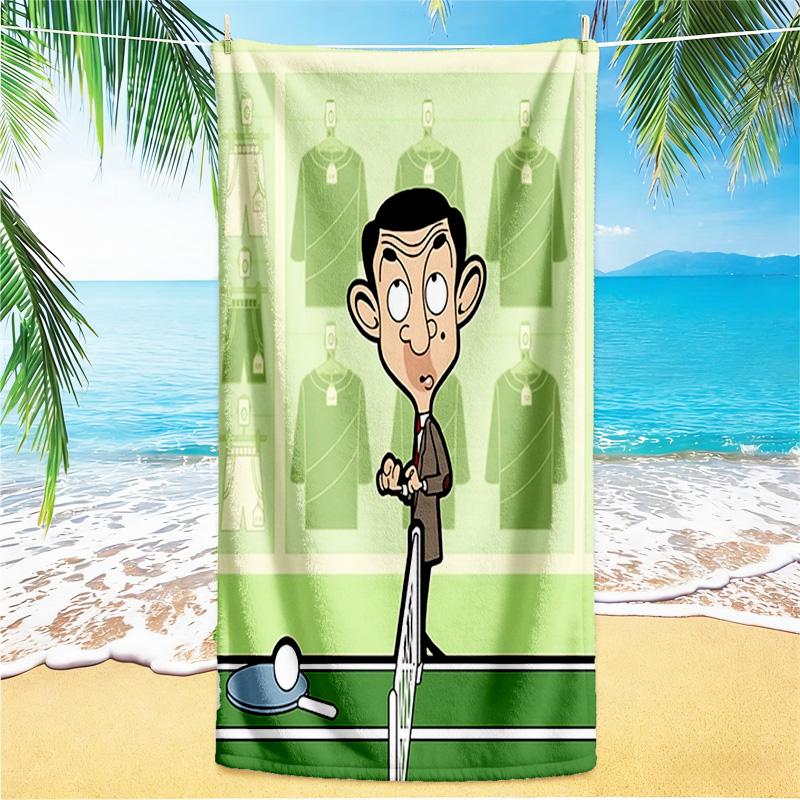 1 шт. Пляжное полотенце Мистер Бин Путешествует по миру, быстросохнущее впитывающее пляжное полотенце, пляжное полотенце для активного отдыха и плавания, мягкое и удобное Y73043