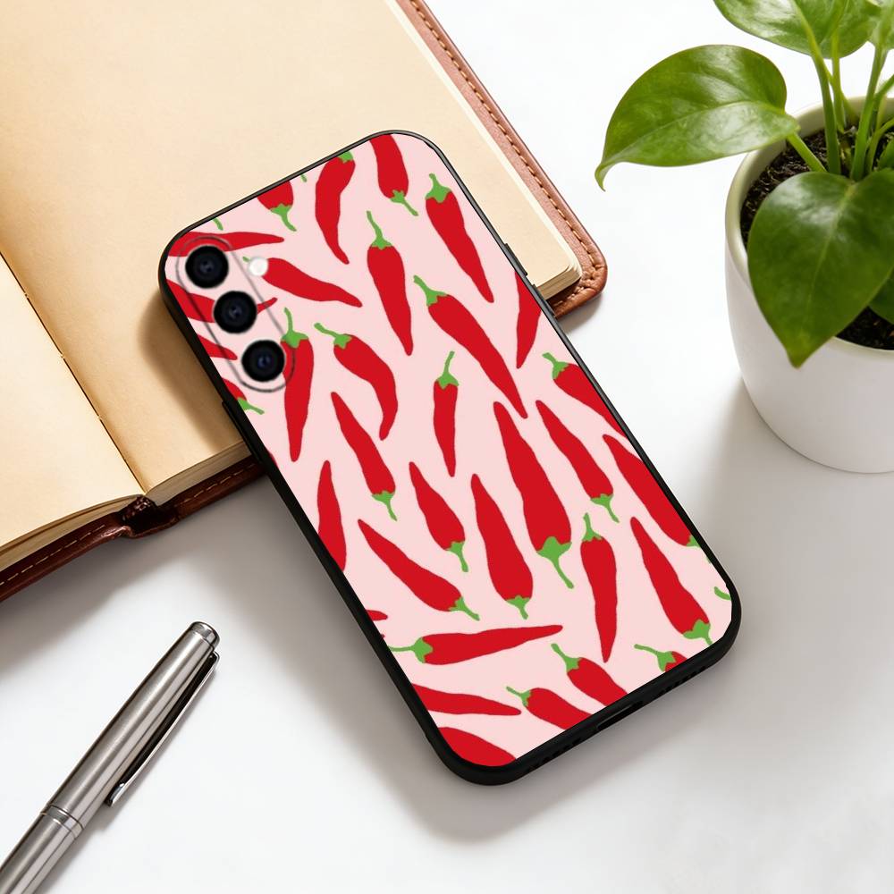 Иллюстрация перца чили Чехол для телефона Для Samsung Galaxy A73,A72,A71,A70,A53,A52,A51,Мягкий силиконовый черный чехол