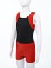 Kids Boys Round Neck Sleeveless Leotard Bodysuit Jumpsuit with Shorts Set for Gymnastic Yoga Workout Competition