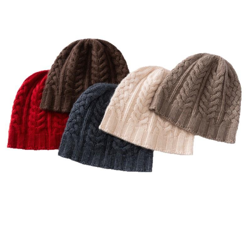 Autumn and winter new cashmere blended twist thickened warm knitted dome men's and women's cashmere hats