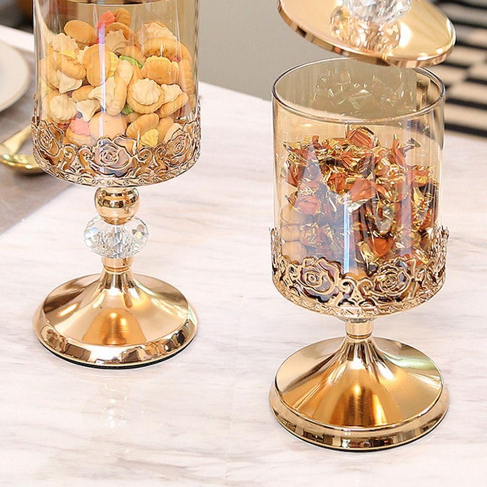 Vintage Crystal Glass Storage Jar Decorative Candy Jar European Style Candy Jar Party