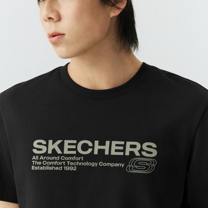 Skechers Вязаная футболка с круглым вырезом, короткий рукав, унисекс, L226U065-0018
