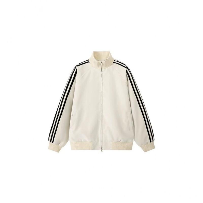 Mens Oversized Stand Collar Jacket 2026 Retro Sporty Bomber With Contrast Stripes Loose Fit