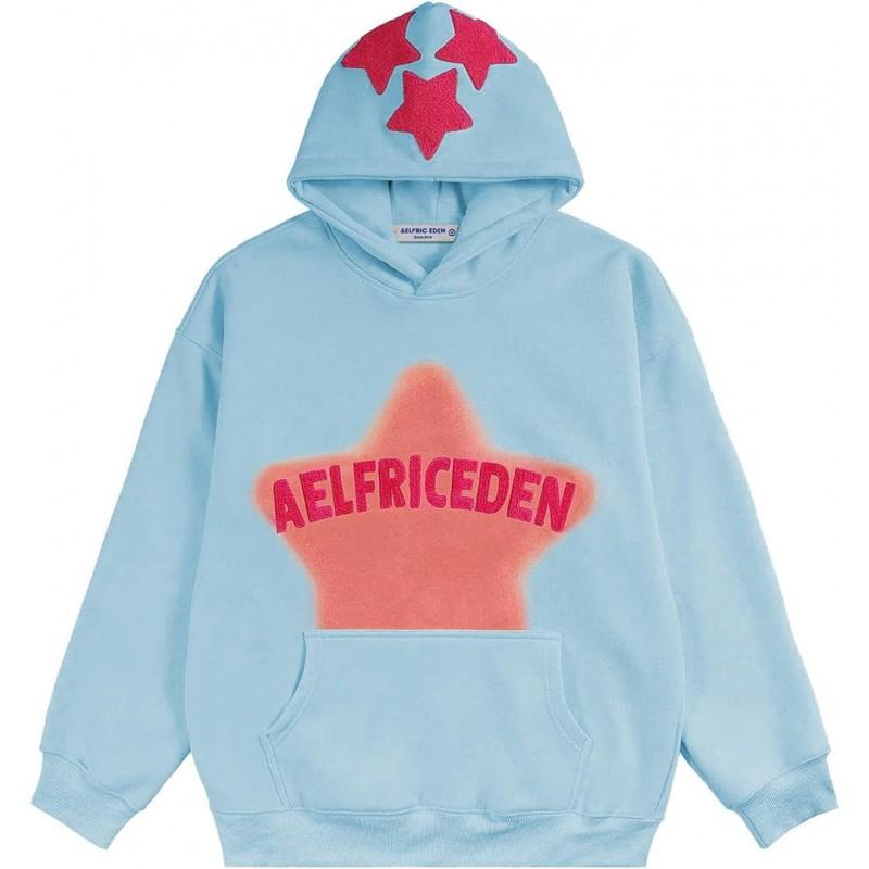 Aelfric Eden Y2K Star Print Hoodie Unisex Casual Streetwear Loose Sweatshirt