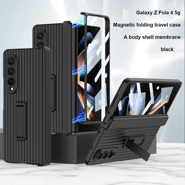 Чехол для Samsung Galaxy Z Fold 4 5g, магнитный шарнир, слот для ручки, подставка, жесткий чехол с защитным стеклом для экрана для Samsung Z Fold4