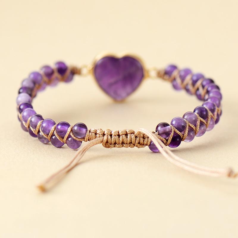 Europe and the United States hot-selling emperor amethyst love double-layer hand-woven bracelet adjustable bracelet