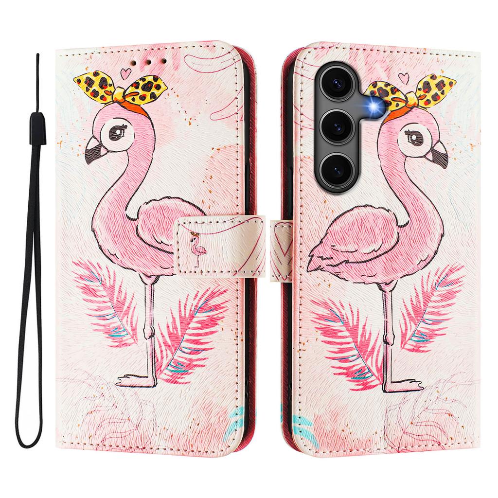 Flamingo Luxury Painted Leather Case Wallet PU Leather Book Style Cover for Samsung Galaxy S21 S22 S23 S24,Note10 Note20,A13 A15 A16 A06 A54...