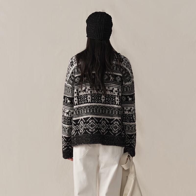 ЗЕЛЕНЫЙ ПОЯС Женский кардиган в стиле ретро Fair Isle из чистой шерсти