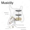 Musiclily Pro HSS ST Pickguard with Artec Alnico 5 Pickup Set for Strat Electric Aged White Pre-wired Guitar, 3-Piece