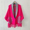 Poncho Female 2022 Autumn and Winter Imitation Cashmere Peony Scarf Fringed Double-sided Warm Long Sleeves Shawl Cape Female Top