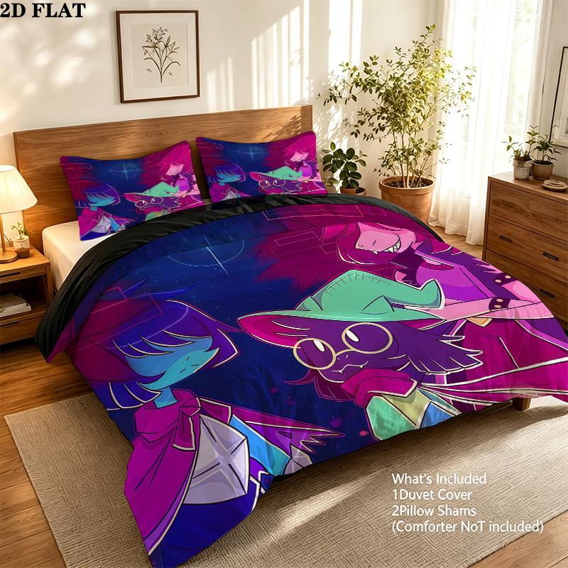 Deltarune Pattern Bedding Quilt Set Home Decoration Gift (1 * duvet cover + 2 * pillowcase without core)