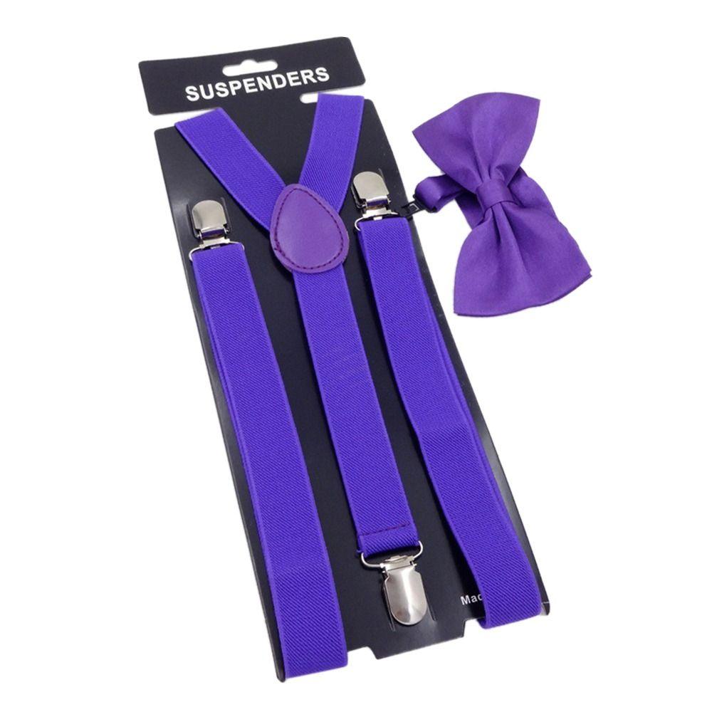 Эластичные мужские и женские однотонные подтяжки унисекс регулируемые ремни галстуки-бабочки комплект