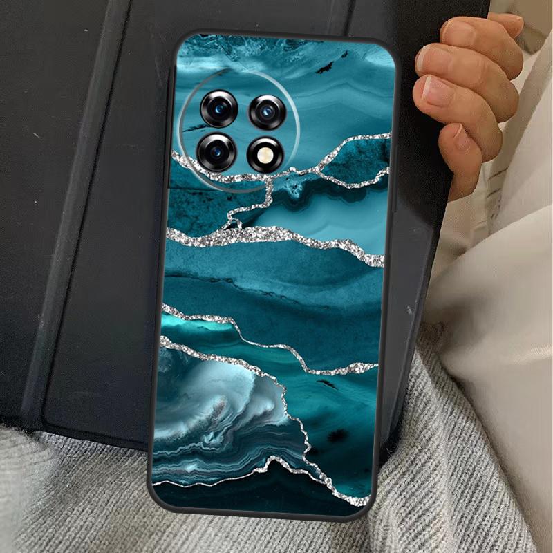 Teal Blue Gold Agate Marble Case For OnePlus 15 13T 13 12 11 13R 12R 10R 10T 8T OnePlus Nord 5 CE 3 4 Lite N20 N30 Cover