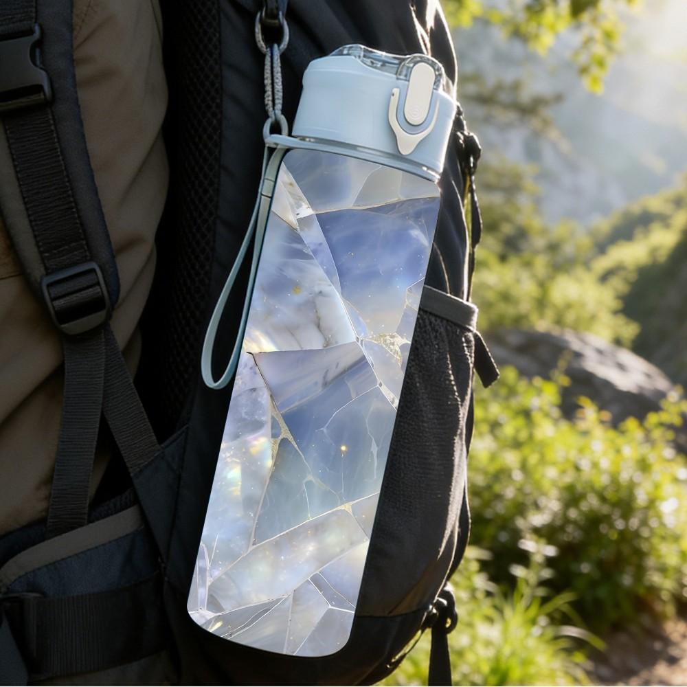 1PC Soft Lavender Cloud Marble Agate Texture 750ml Color Plastic Sports Water Bottle Leakproof Flip Straw Lid Suitable for Sports Office Home Use