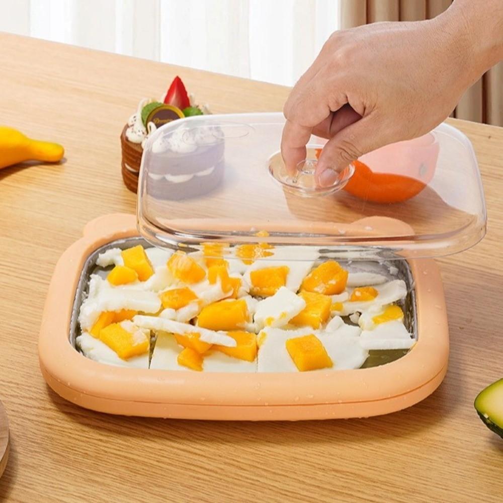 No-Electricity Required Frozen Dessert Tray Rounded Corners Rolled Ice Cream Maker  Party