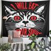 I Will Eat Your Soul Cat Tapestry Wall Hanging Dark Horror Cat Art Decor for Bedroom Dorm Room Man Cave Gift